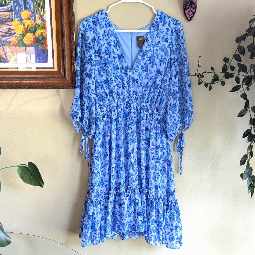 Blue ruffled tiered dress